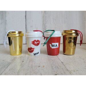 Starbucks miniature cup gold Valentine ornament‎ Xmas set